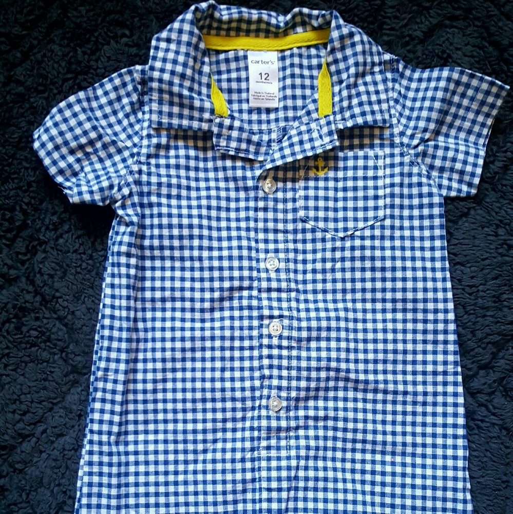 Baby Boys Plaid Romper Size 12 mths